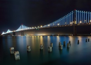 The Bay Bridge with new lights