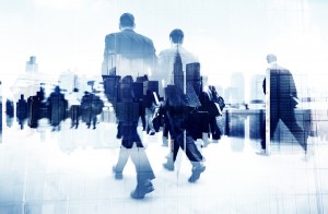 Abstract Image of Business People Walking on the Street