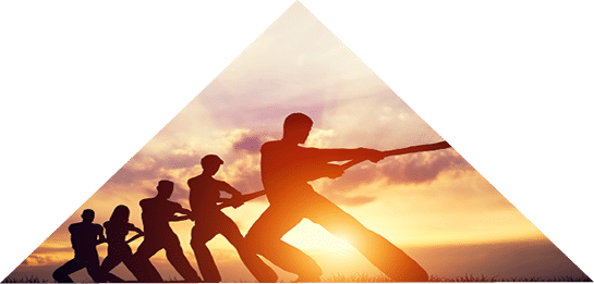 Team of people pulling line together  Tug of war  Concepts of teamwork, business competition etc  3D Illustration