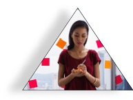 Mixed race secretary working in modern office in skyscraper, writing and sticking adhesive notes with tasks on window  