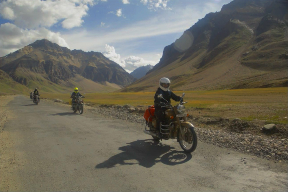 Soumya on her motorcycle