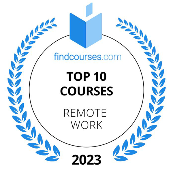 Badge: Findcourse Top 10 Remote Work Courses for 2023