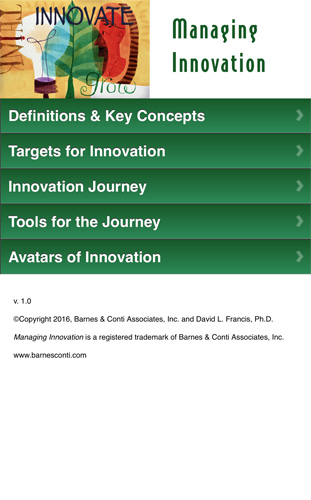 Managing Innovation App: Main Menu